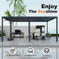 Dawninghome Outdoor Gazebo Adjustable Double Layer Louvers Canopy all Aluminum Frame Pergola