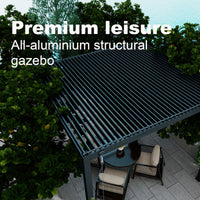 Dawninghome Outdoor Gazebo Adjustable Double Layer Louvers Canopy all Aluminum Frame Pergola