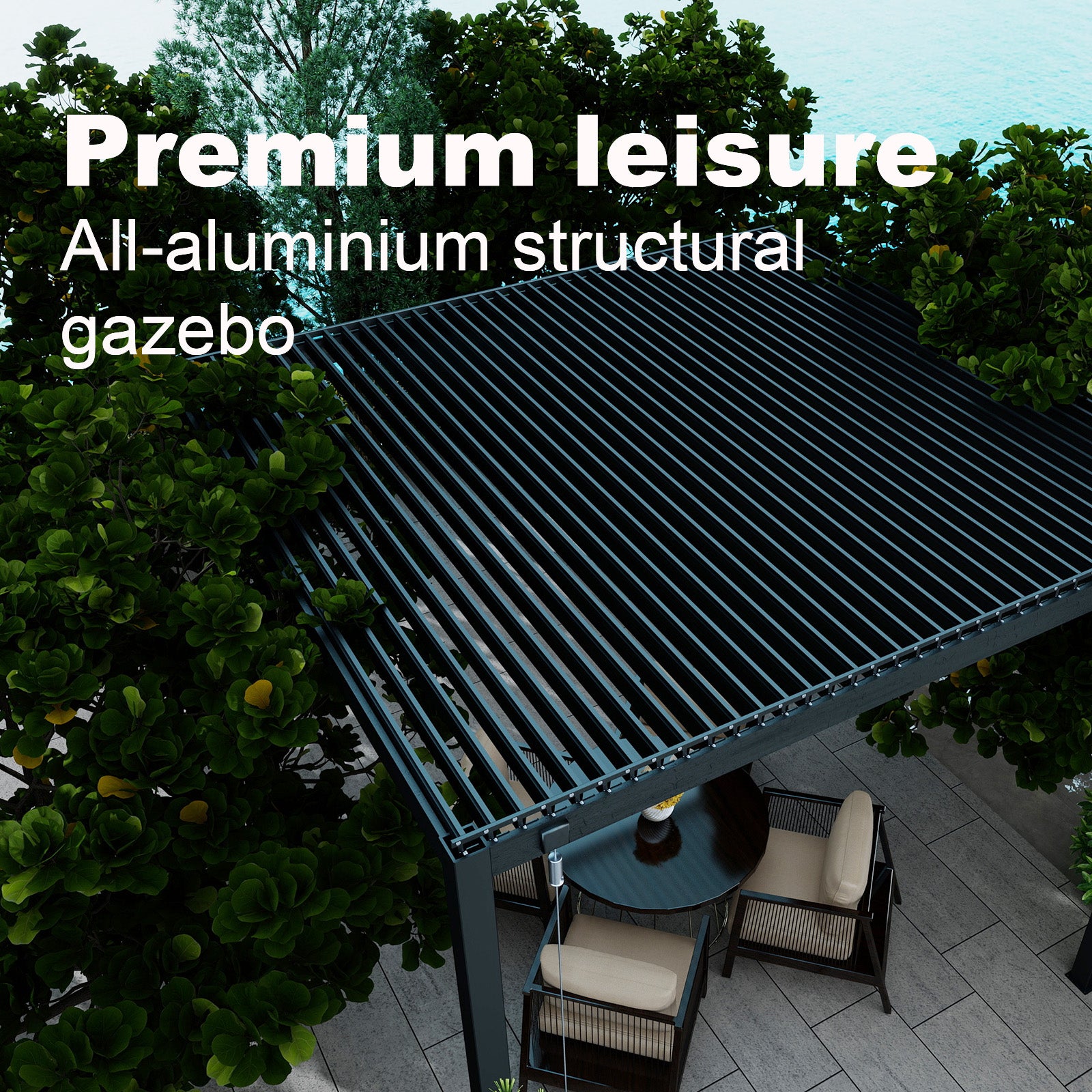Dawninghome Outdoor Gazebo Adjustable Double Layer Louvers Canopy all Aluminum Frame Pergola