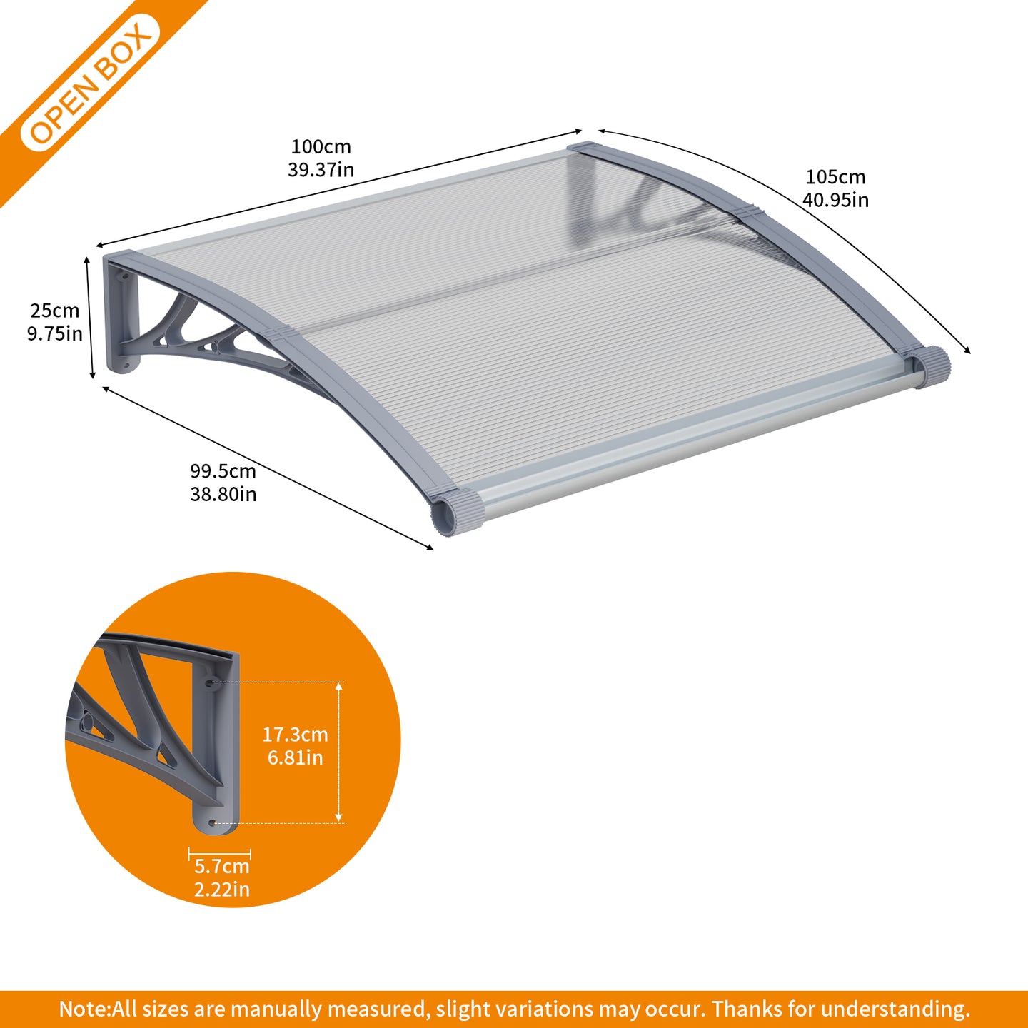 GUANSU-CN Grande Pia de Drenagem Janela Toldo Porta Canopy Painel de Policarbonato Janela Externa Toldo Exterior, Porta da Frente Saliência Toldo