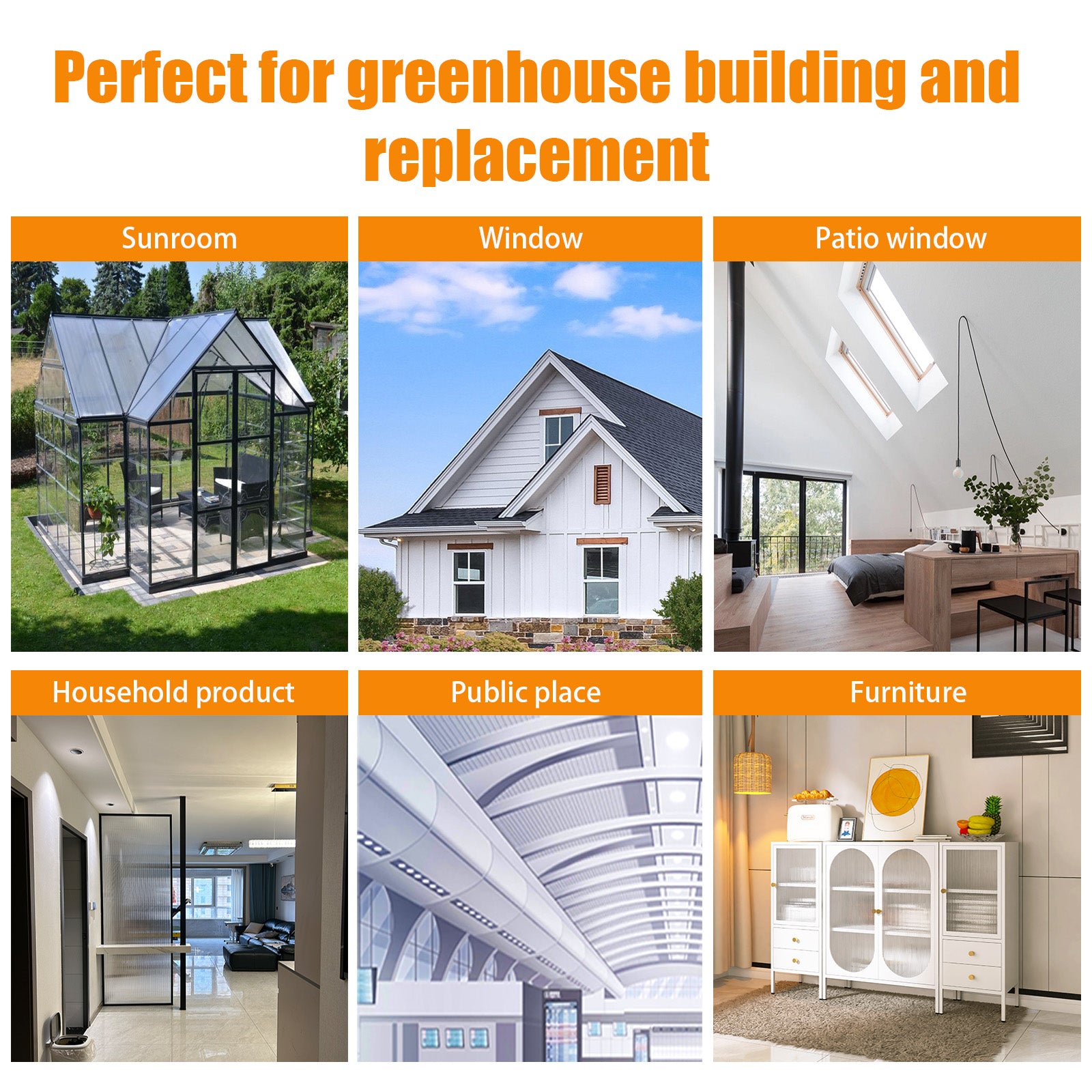 Panneau creux en polycarbonate à double paroi GUANSU-CN 2'x4'x0, 32" transparent protégé contre les UV