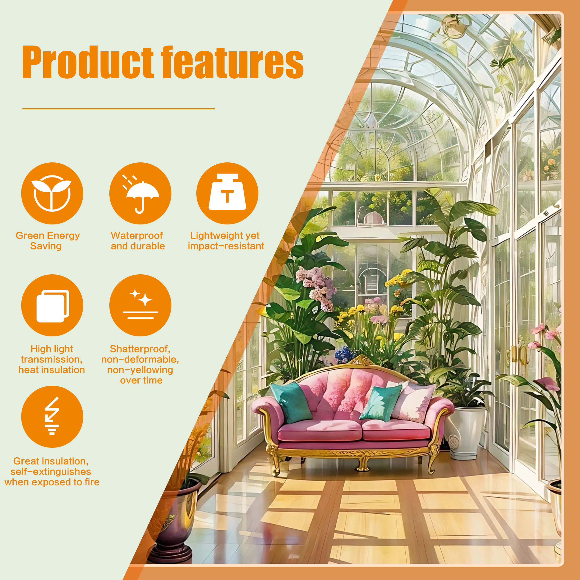 GUANSU-CN 2'x4'x0.16" Dubbelwandige polycarbonaat holle plaat helder UV-beschermd paneel