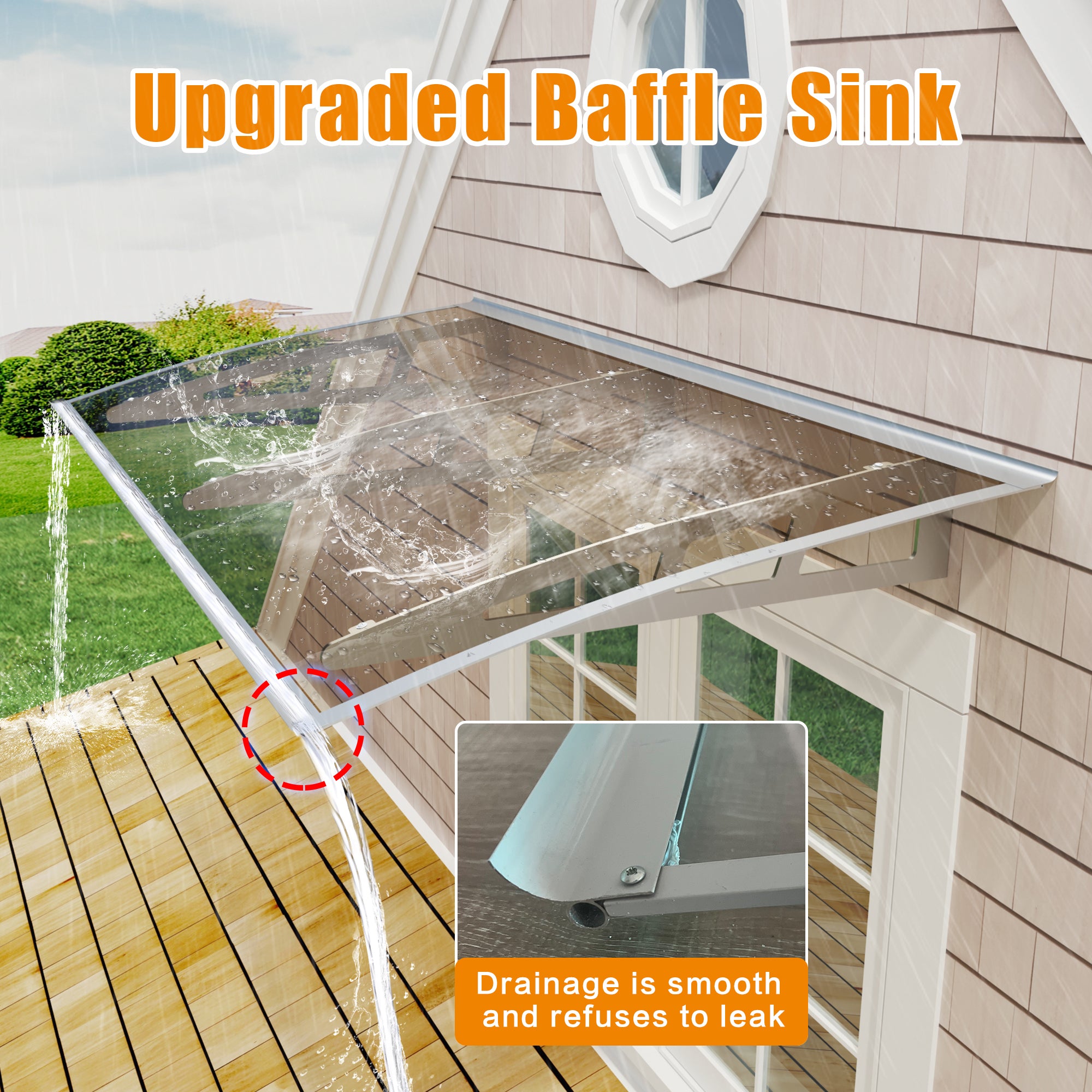 Toldos de metal GUANSU-CN Toldos de policarbonato de cristal de qualidade premium para portas/janelas Canopy Suportes prateados