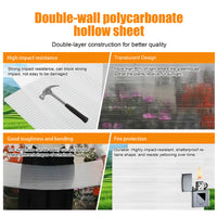 Panneau creux en polycarbonate à double paroi GUANSU-CN 2'x4'x0, 32" transparent protégé contre les UV