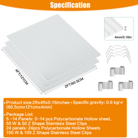 GUANSU-CN 2'x4'x0.16" Dubbelwandige polycarbonaat holle plaat helder UV-beschermd paneel
