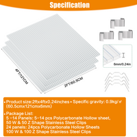 Dawning Home 2'x4'x0.24' Polycarbonate Hollow Sheet – Clear UV Protected Panel for Greenhouses & Outdoor Use