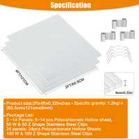 Panneau creux en polycarbonate à double paroi GUANSU-CN 2'x4'x0, 32" transparent protégé contre les UV