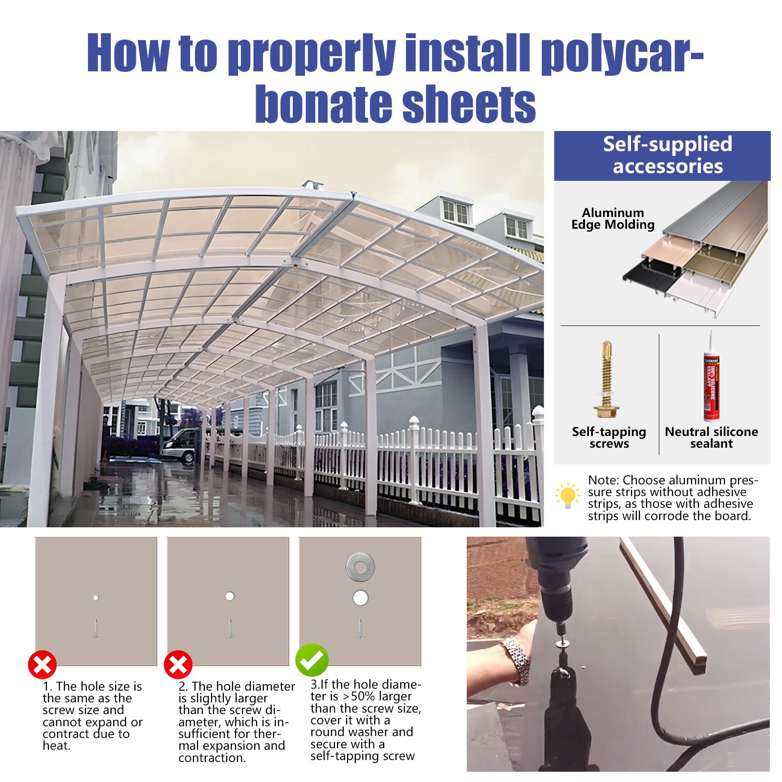 Durable Polycarbonate Roofing Panel Roof Cladding Greenhouse Shed Canopy Light Transmission Clear