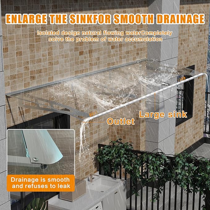 Dawning Home Ferro Alloy Window Awning with Sink – UV, Rain, Snow & Sunlight Protection for Outdoor Spaces