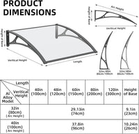 Dawning Home Aluminum Alloy Window Awning Door Canopy Polycarbonate Solid Sheet Patio Cover,UPF 50+ Snow, UV, Rain, Sun Shutter MS04