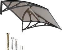 GUANSU-CN Toldo para porta de janela, toldo para porta de entrada de policarbonato UPF 50+, toldo para janela externa, toldo para porta da frente, folha oca
