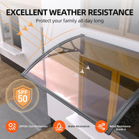 DawningHome Window Awning Door Canopy Polycarbonate Solid Sheet Patio Cover with Plastic Bracket Aluminum Fixing Bars for Sun Shutter, UV, Rain, Snow Protection MS03