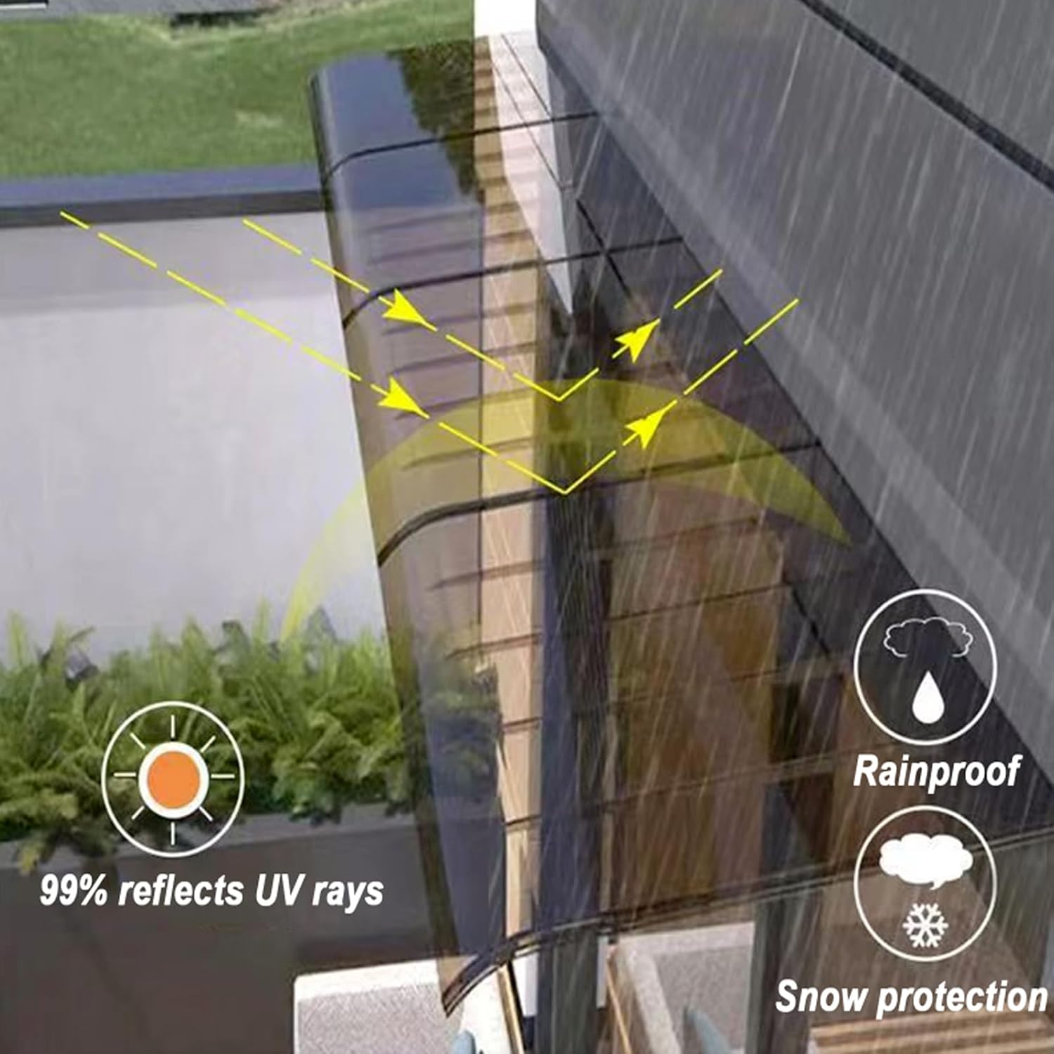 GUANSU-CN Buet vindusmarkise Usynlig veranda kalesje UV-regn Snøbeskyttelse