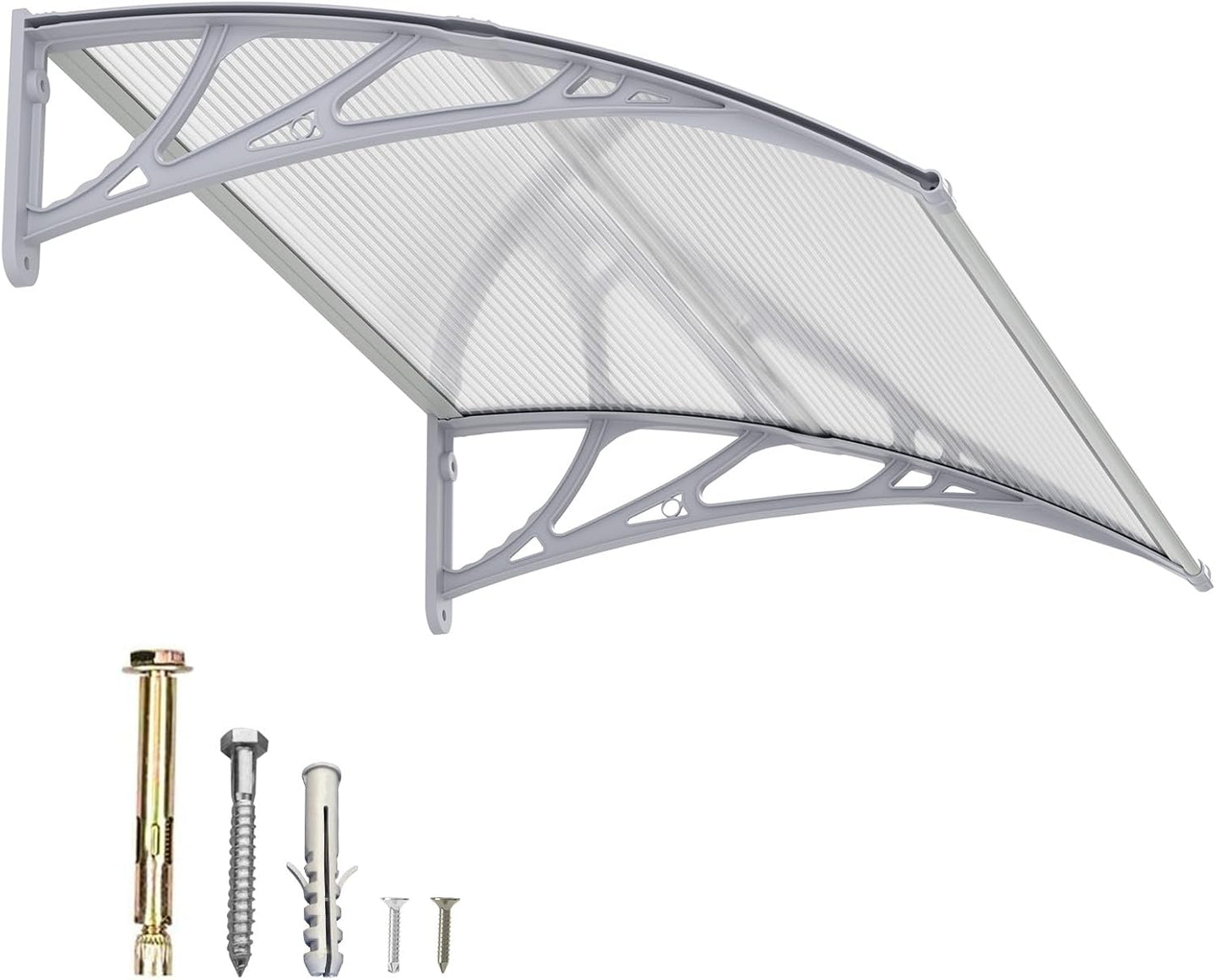 GUANSU-CN Toldo para porta de janela, toldo para porta de entrada de policarbonato UPF 50+, toldo para janela externa, toldo para porta da frente, folha oca