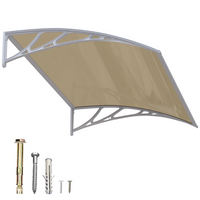 DawningHome Window Awning Door Canopy Polycarbonate Solid Sheet Patio Cover with Plastic Bracket Aluminum Fixing Bars for Sun Shutter, UV, Rain, Snow Protection MS03