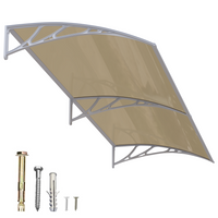 DawningHome Window Awning Door Canopy Polycarbonate Solid Sheet Patio Cover with Plastic Bracket Aluminum Fixing Bars for Sun Shutter, UV, Rain, Snow Protection MS03