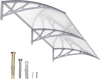 DawningHome Window Awning Door Canopy Polycarbonate Solid Sheet Patio Cover with Plastic Bracket Aluminum Fixing Bars for Sun Shutter, UV, Rain, Snow Protection MS03