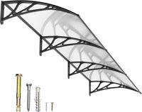 DawningHome Window Awning Door Canopy Polycarbonate Solid Sheet Patio Cover with Plastic Bracket Aluminum Fixing Bars for Sun Shutter, UV, Rain, Snow Protection MS03