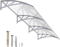 DawningHome Window Awning Door Canopy Polycarbonate Solid Sheet Patio Cover with Plastic Bracket Aluminum Fixing Bars for Sun Shutter, UV, Rain, Snow Protection MS03