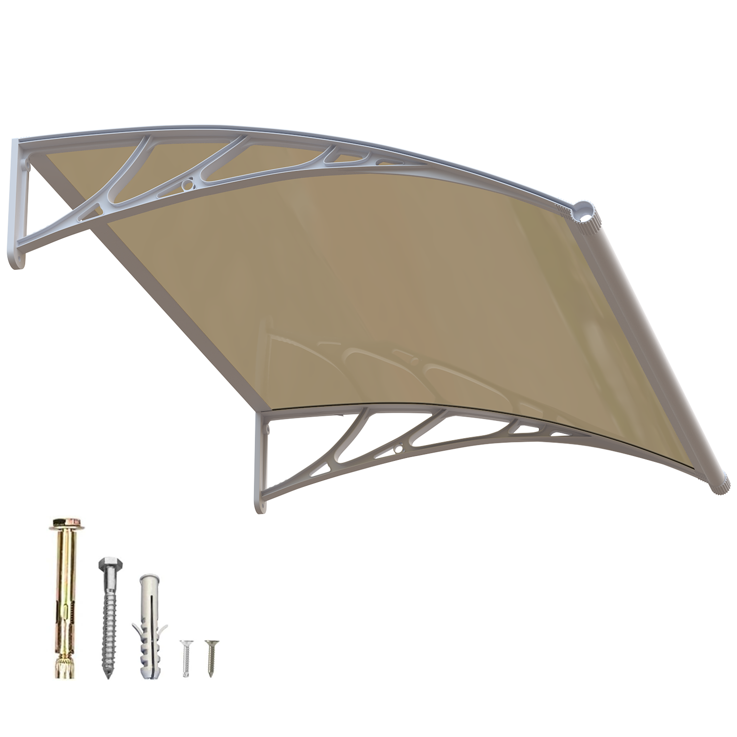 Dawning Home Large Sink Window Awning Door Canopy Polycarbonate Solid Panel with Plastic Bracket Patio Rain Snow Sun Shelter Cover MS05