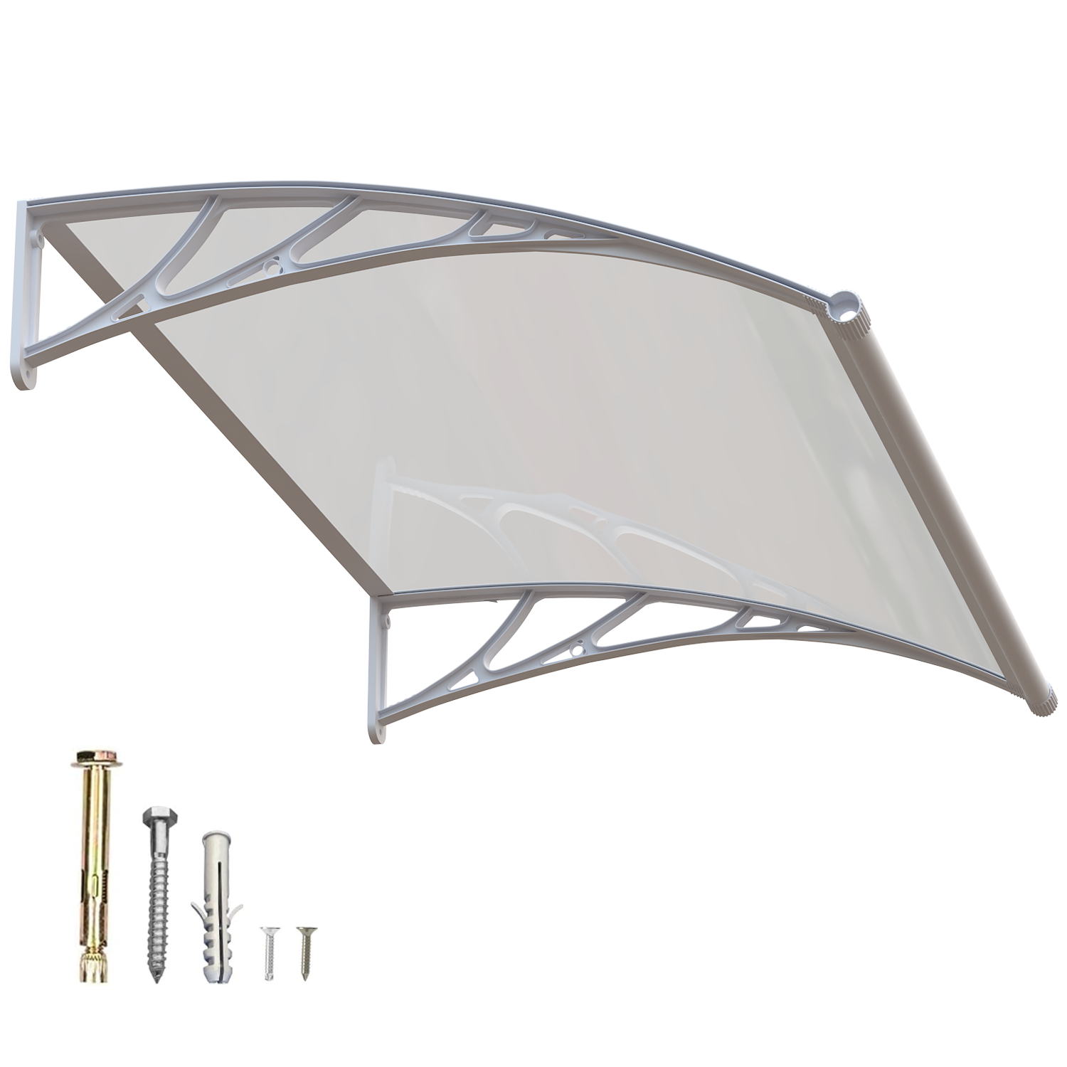 Dawning Home Large Sink Window Awning Door Canopy Polycarbonate Solid Panel with Plastic Bracket Patio Rain Snow Sun Shelter Cover MS05