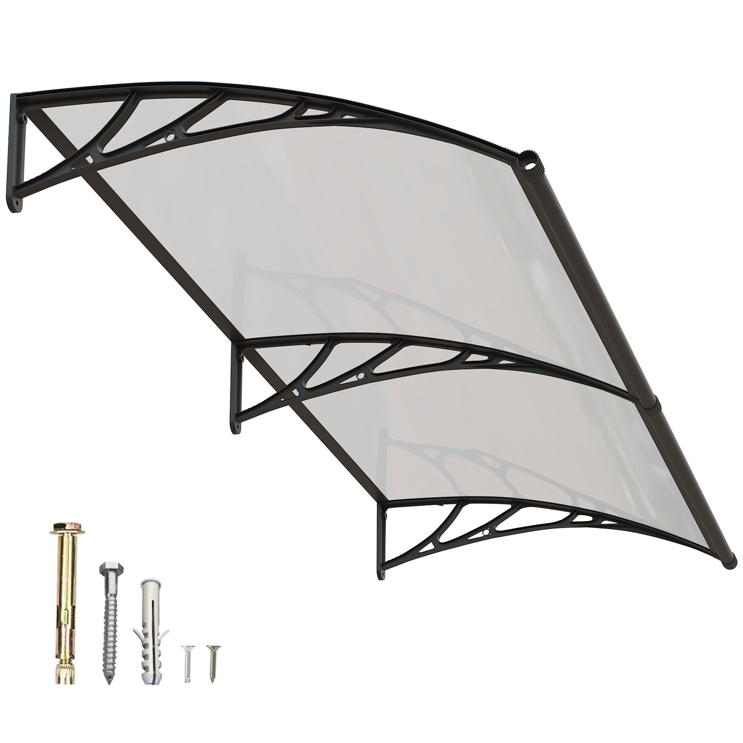 Dawning Home Large Sink Window Awning Door Canopy Polycarbonate Solid Panel with Plastic Bracket Patio Rain Snow Sun Shelter Cover MS05