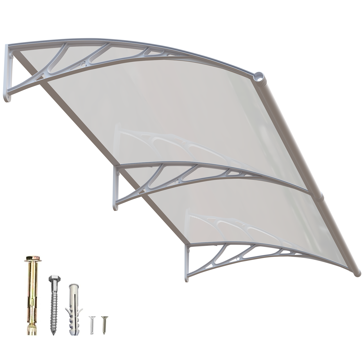 Dawning Home Large Sink Window Awning Door Canopy Polycarbonate Solid Panel with Plastic Bracket Patio Rain Snow Sun Shelter Cover MS05