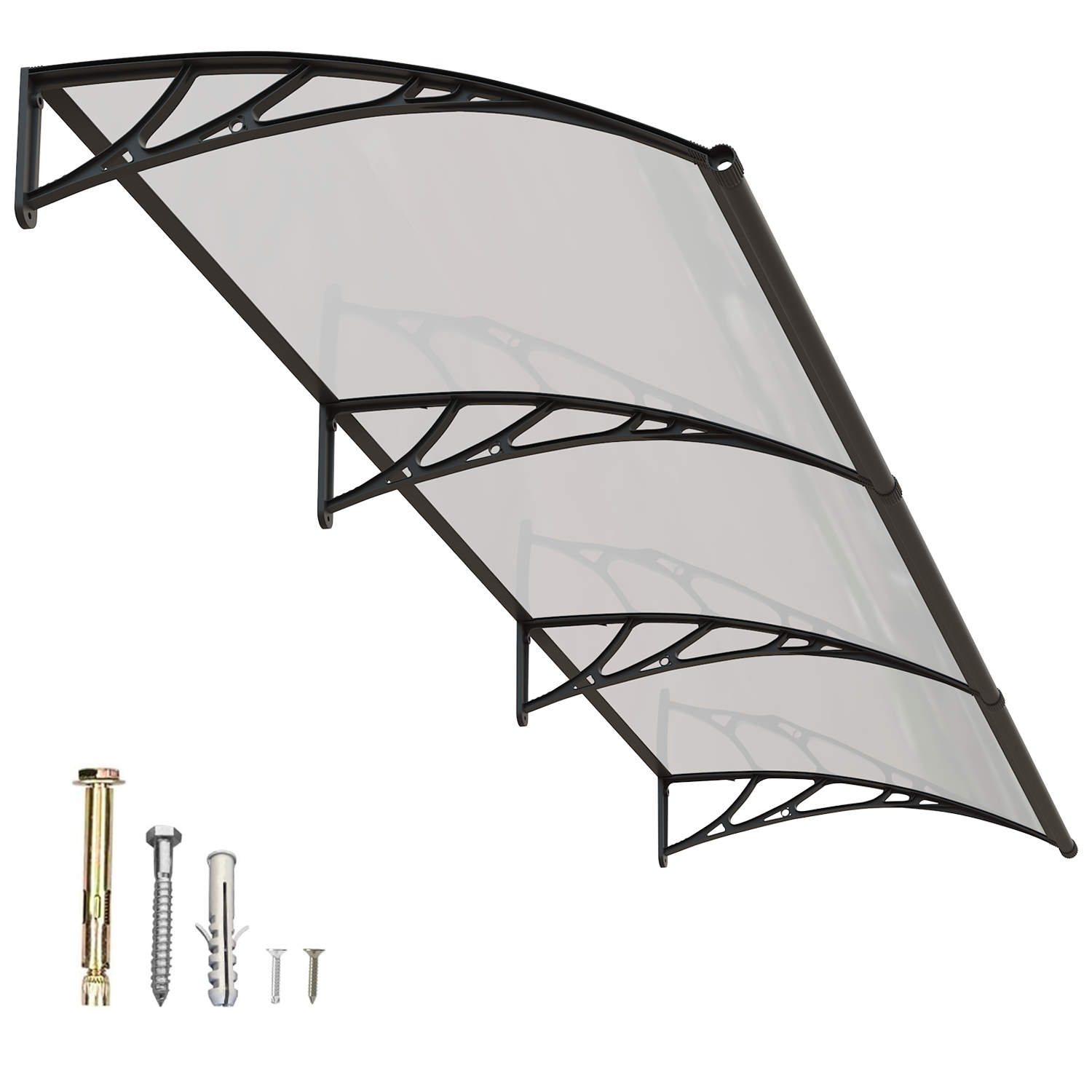 Dawning Home Large Sink Window Awning Door Canopy Polycarbonate Solid Panel with Plastic Bracket Patio Rain Snow Sun Shelter Cover MS05