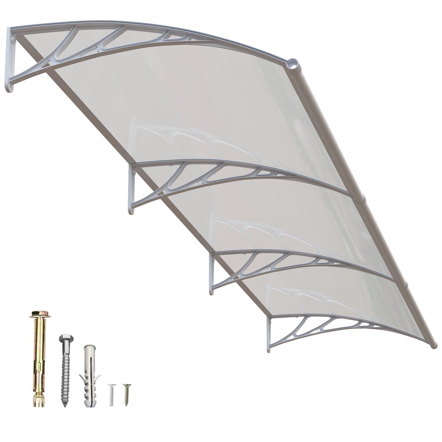 Dawning Home Large Sink Window Awning Door Canopy Polycarbonate Solid Panel with Plastic Bracket Patio Rain Snow Sun Shelter Cover MS05