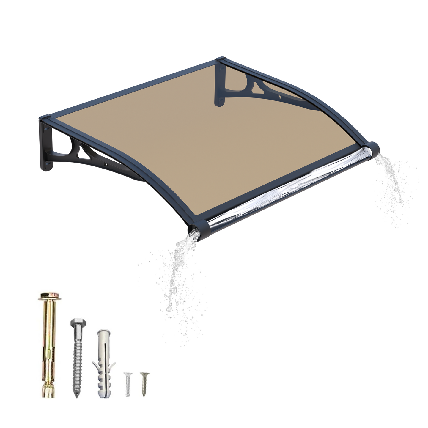 GUANSU-CN Luifel voor ramen en deuren met hoogwaardige aluminium goot - Waterdichte polycarbonaathoes met UV-bescherming 40X48IN (100X120CM)