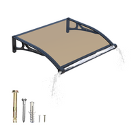 GUANSU-CN Fenstermarkise und Türvordach mit hochwertiger Aluminiumrinne – wasserdichte Polycarbonatabdeckung mit UV-Schutz, 60 x 100 cm