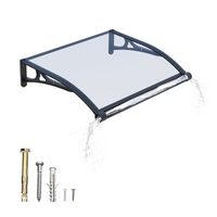 GUANSU-CN Fenster-Markise und Türvordach mit hochwertiger Aluminium-Dachrinne – wasserdichte Polycarbonat-Abdeckung mit UV-Schutz, 100 x 100 cm, 40 x 40 Zoll