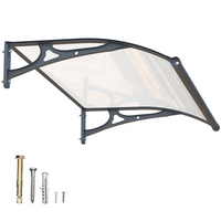 Dawninghome Aluminum Alloy Awning Solid Polycarbonate Sheet with Large Drainage Sink Canopy for Window Door Outdoor Snow Cover Overhang Awnings MS06