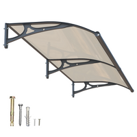 Dawninghome Aluminum Alloy Awning Solid Polycarbonate Sheet with Large Drainage Sink Canopy for Window Door Outdoor Snow Cover Overhang Awnings MS06