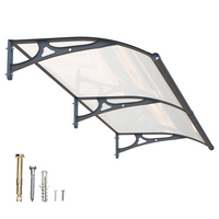 Dawninghome Aluminum Alloy Awning Solid Polycarbonate Sheet with Large Drainage Sink Canopy for Window Door Outdoor Snow Cover Overhang Awnings MS06