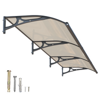 Dawninghome Aluminum Alloy Awning Solid Polycarbonate Sheet with Large Drainage Sink Canopy for Window Door Outdoor Snow Cover Overhang Awnings MS06