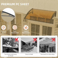 DawningHome Window Awning Door Canopy Polycarbonate Solid Sheet Patio Cover with Plastic Bracket Aluminum Fixing Bars for Sun Shutter, UV, Rain, Snow Protection MS03