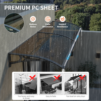 Dawninghome Aluminum Alloy Awning Solid Polycarbonate Sheet with Large Drainage Sink Canopy for Window Door Outdoor Snow Cover Overhang Awnings MS06