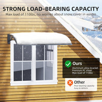 DawningHome Window Awning Door Canopy Polycarbonate Solid Sheet Patio Cover with Plastic Bracket Aluminum Fixing Bars for Sun Shutter, UV, Rain, Snow Protection MS03