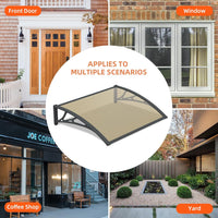 DawningHome Window Awning Door Canopy Polycarbonate Solid Sheet Patio Cover with Plastic Bracket Aluminum Fixing Bars for Sun Shutter, UV, Rain, Snow Protection MS03