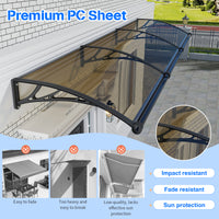 Dawning Home Large Sink Window Awning Door Canopy Polycarbonate Solid Panel with Plastic Bracket Patio Rain Snow Sun Shelter Cover MS05