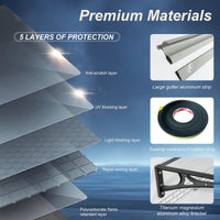Dawning Home 40x60in Window Awning – UV Protected Polycarbonate Waterproof Door Canopy with Aluminum Gutter