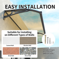 Dawninghome Aluminum Alloy Awning Solid Polycarbonate Sheet with Large Drainage Sink Canopy for Window Door Outdoor Snow Cover Overhang Awnings MS06