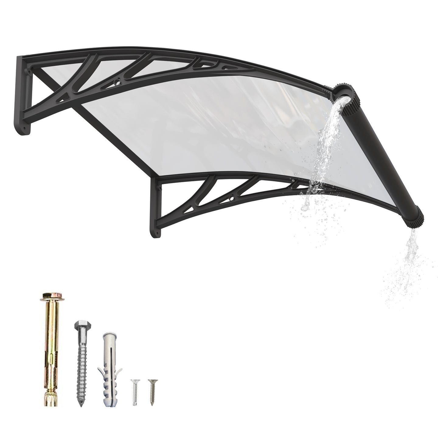 Dawning Home Large Sink Window Awning Door Canopy Polycarbonate Solid Panel with Plastic Bracket Patio Rain Snow Sun Shelter Cover MS05