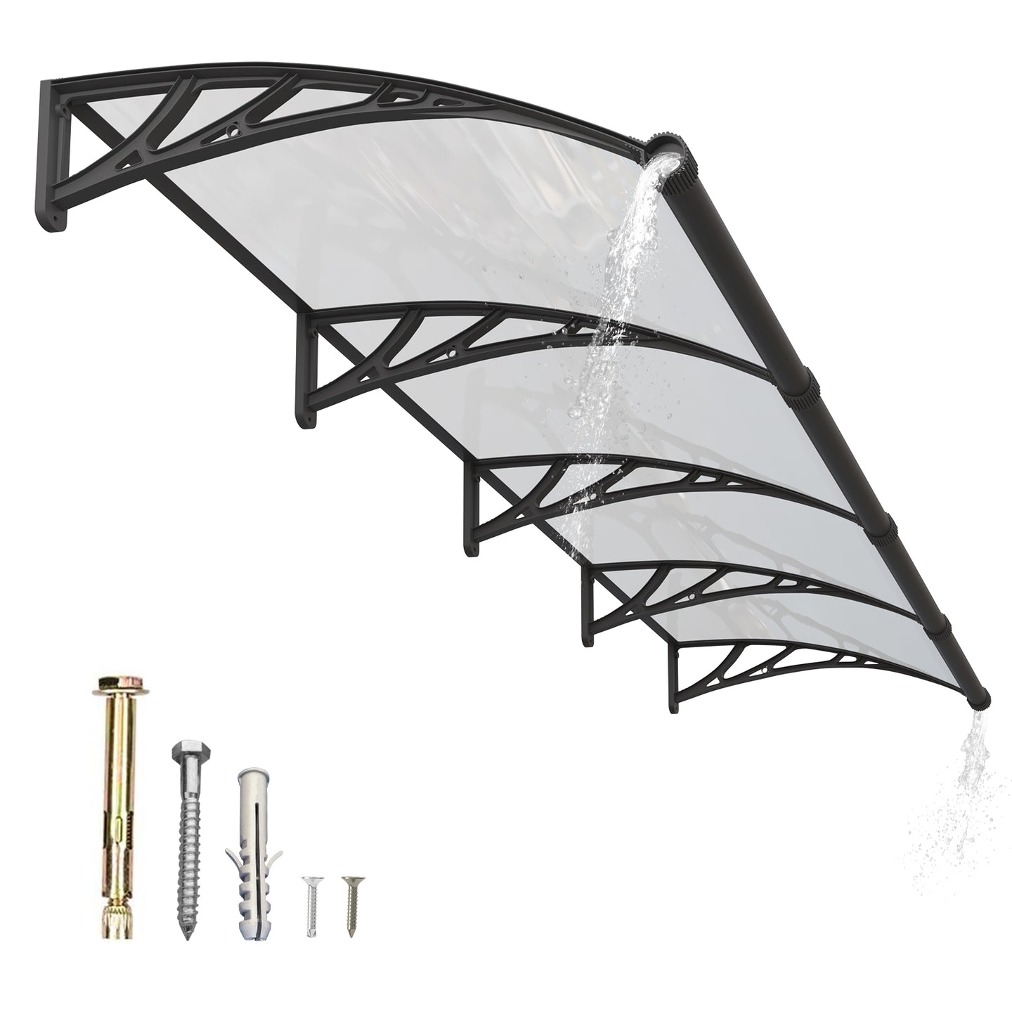 GUANSU-CN Luifel voor raam Premium waterdichte deur met grote wasbak en UV-bestendige buitenluifel voor bescherming tegen zon en regen 32x80in (80x200cm)