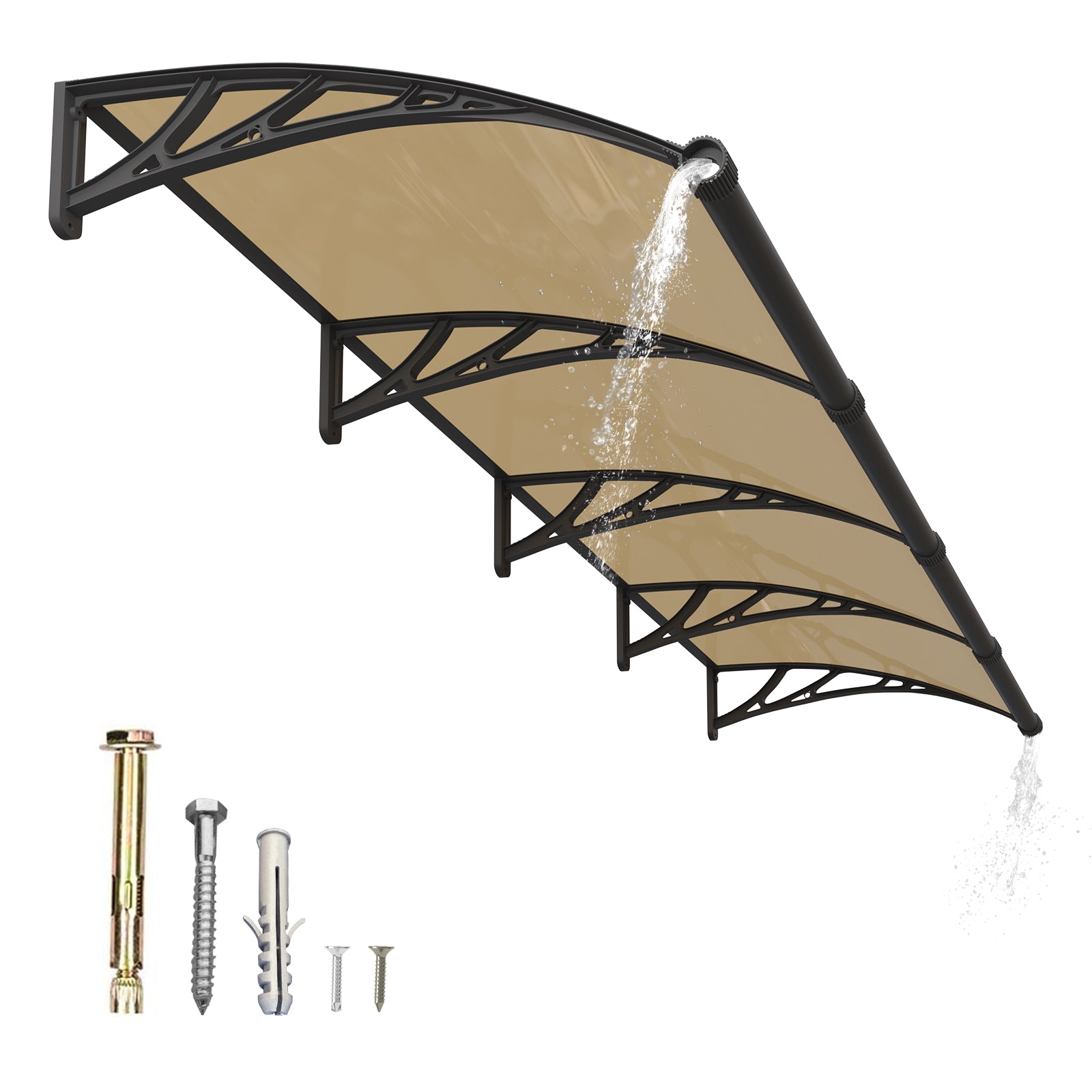 Dawning Home Large Sink Window Awning Door Canopy Polycarbonate Solid Panel with Plastic Bracket Patio Rain Snow Sun Shelter Cover MS05