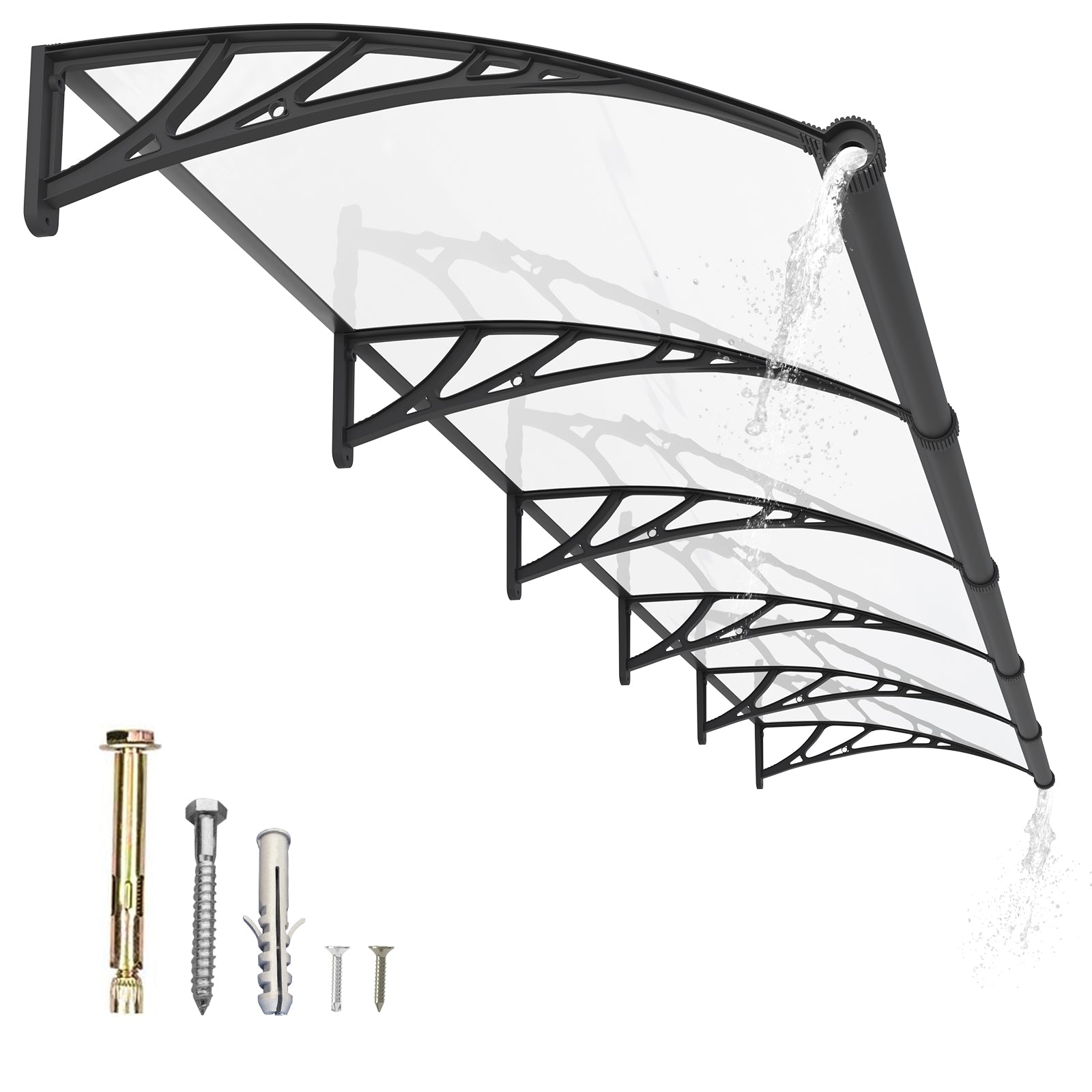 Dawning Home Large Sink Window Awning Door Canopy Polycarbonate Solid Panel with Plastic Bracket Patio Rain Snow Sun Shelter Cover MS05