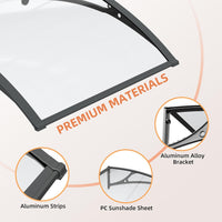 Dawning Home Aluminum Alloy Window Awning Door Canopy Polycarbonate Solid Sheet Patio Cover,UPF 50+ Snow, UV, Rain, Sun Shutter MS04
