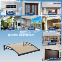Dawning Home Large Sink Window Awning Door Canopy Polycarbonate Solid Panel with Plastic Bracket Patio Rain Snow Sun Shelter Cover MS05
