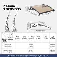 Dawning Home Large Sink Window Awning Door Canopy Polycarbonate Solid Panel with Plastic Bracket Patio Rain Snow Sun Shelter Cover MS05